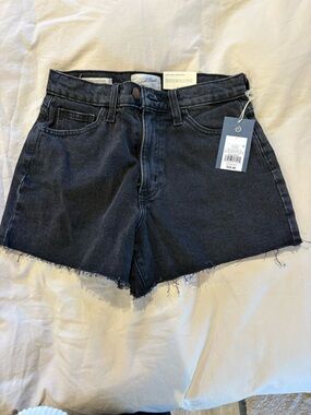 Target Black High-Rise Frayed Hem Denim Shorts